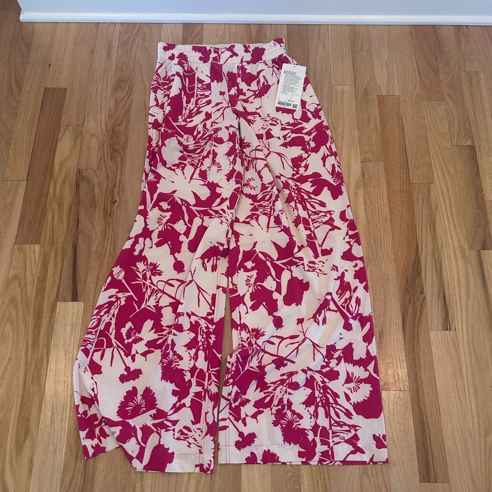lululemon athletica Pink and Cream Floral Wide Leg Pants
